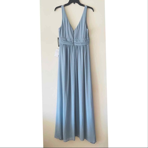 Lulu’s Blue V-Neck Chiffon Gown - NEW w/ TAGS - Picture 4 of 6